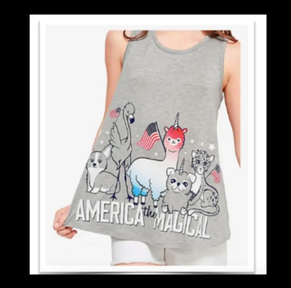 Justice Girl’s Gray American Themed Tank Top 10
